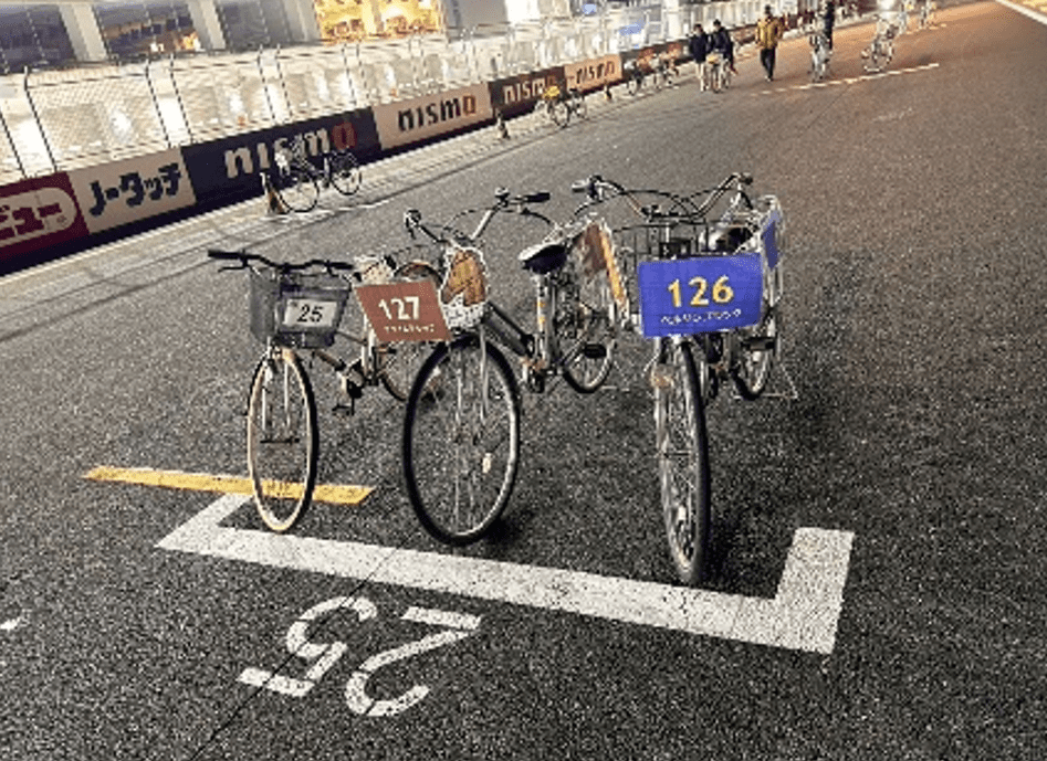 グリッドに配置された自転車