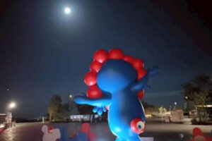 深夜、お月見中のミャクミャク